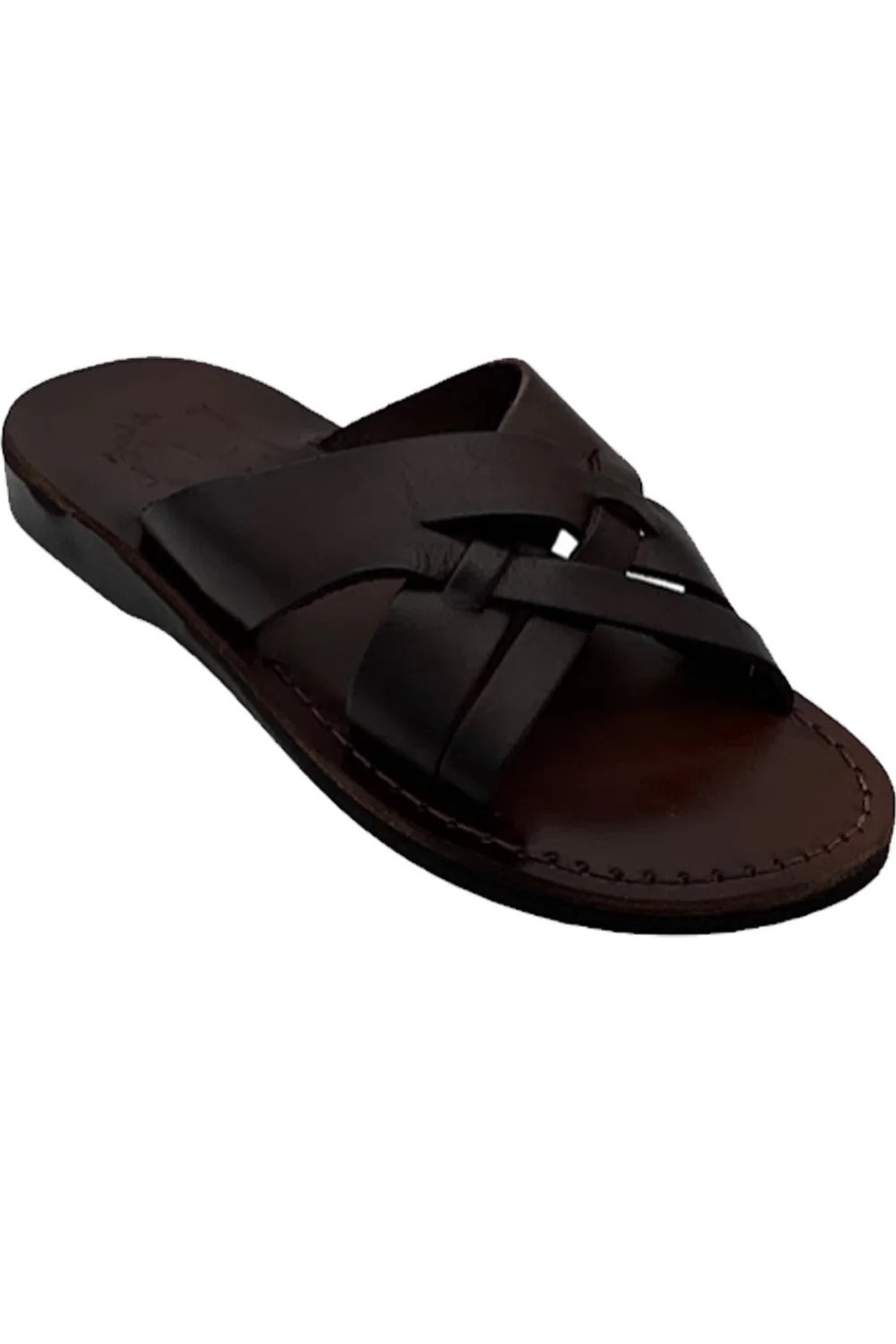 Jerusalem Sandals Men's Leather Woven Strap Sandals Jesse Brown - Medium